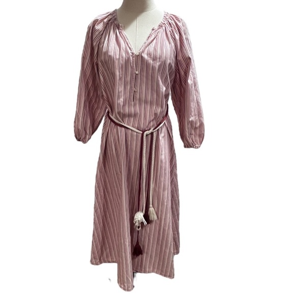 The GREAT Women’s Derby Cotton Oversize Midi Dress In Sunset Stripe 2 Med New - Picture 2 of 15